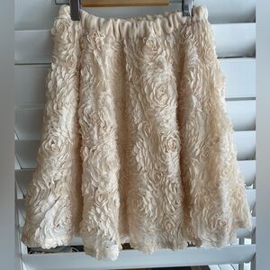 Vintage 3D Floral A Line Skirt Cream